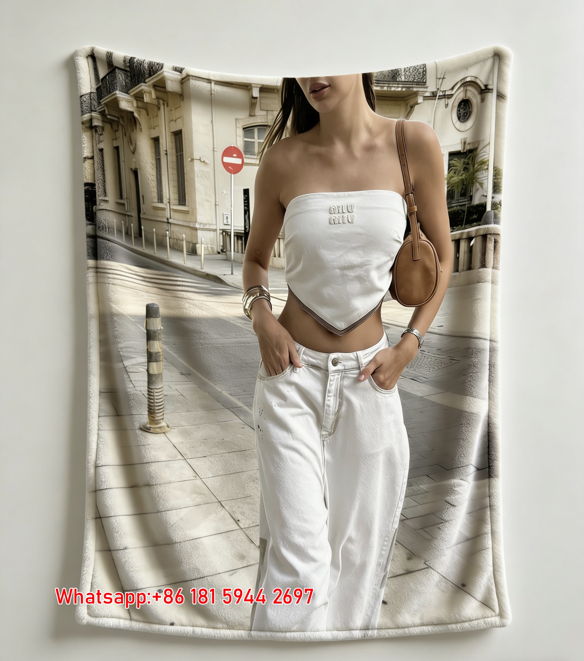 Miumiu White Beige Flannel Sofa Throw Blanket – Printed Street Style IMG_0554